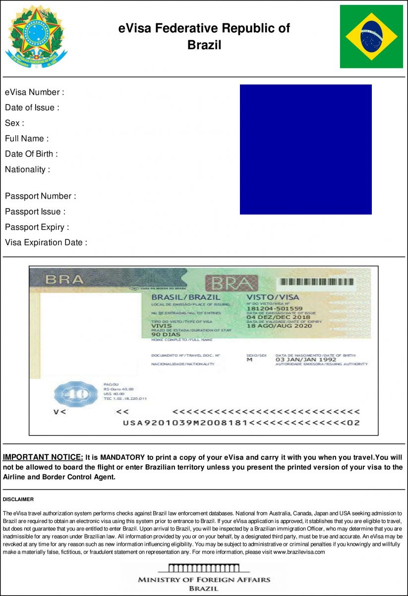 El beneficio de la visa electrónica para Brasil