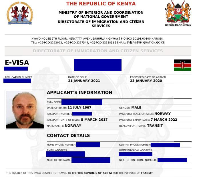 Visado para Kenia