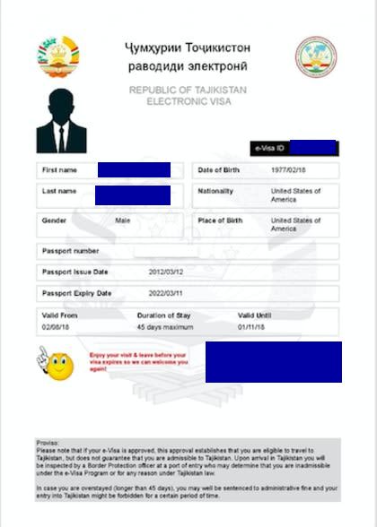 Tadjikistan e-Visa